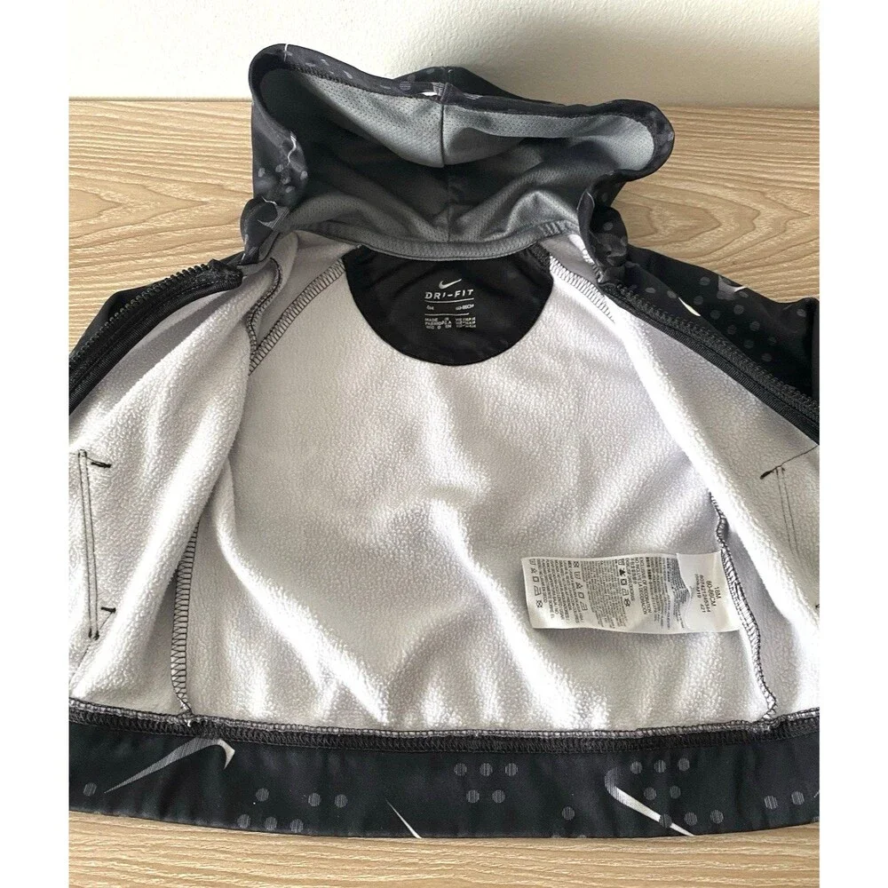 Nike Baby Boys Dri-FIT Full Zip Hoodie Jacket Black Gray Print Size 18M